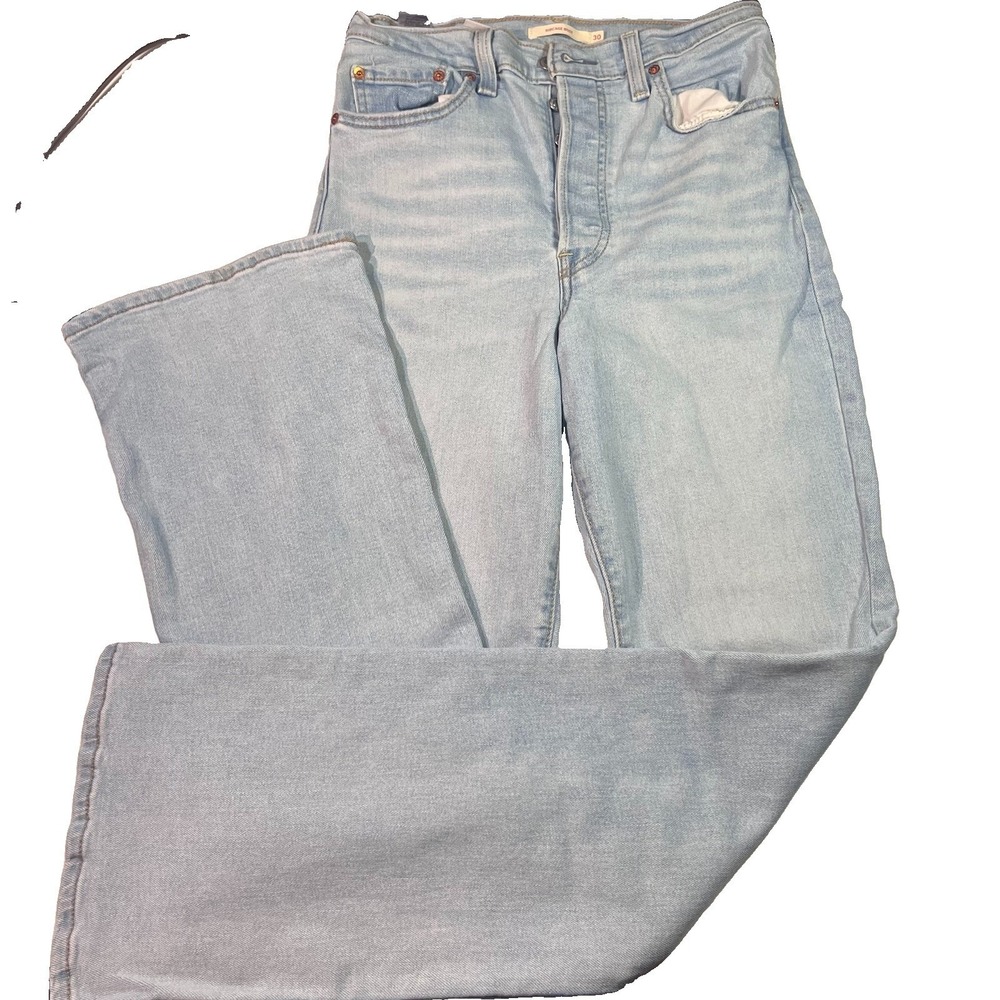 Levi's Ribcage Boot Jeans Womens 30 X 33 Denim High Rise Button Fly‎ EUC